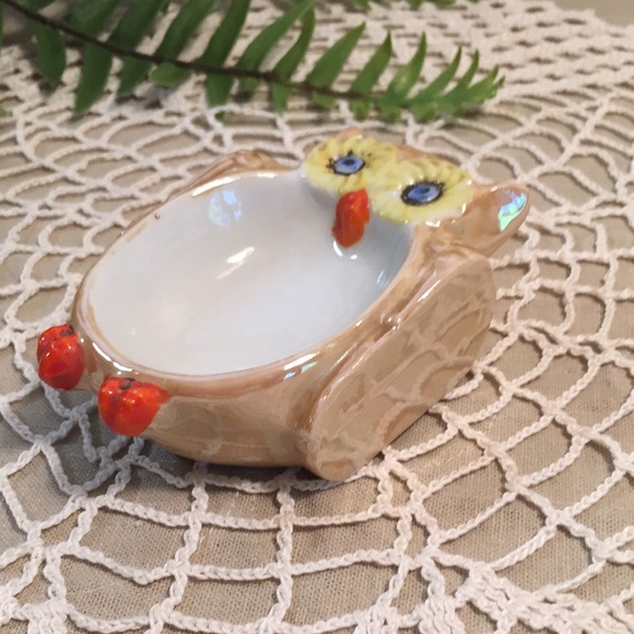 Vintage Lustreware Owl Trinket Dish Japan - Picture 6 of 12